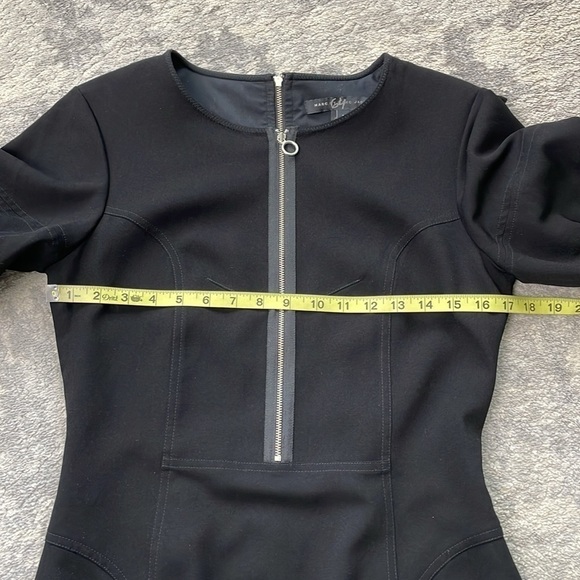 Marc by Marc Jacobs Irving Crepe Zip Front Mini Dress Black Puff Sleeve Sz 6 - Picture 11 of 15